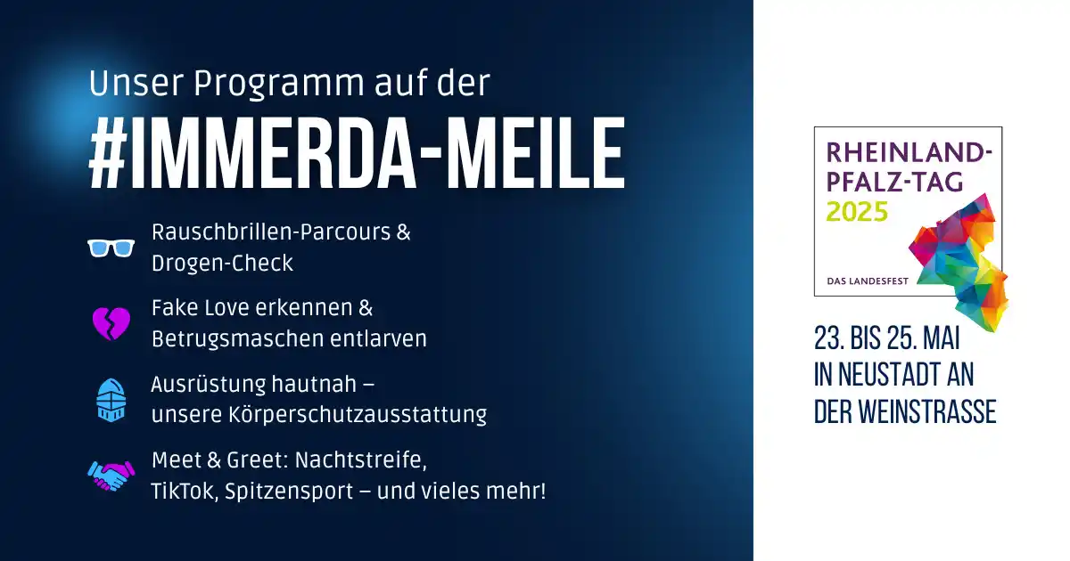 Image from Polizeipräsidium Westpfalz: Dieses Wochenende findet auch der *Rheinland-Pfalz-Tag in Neustadt an ...
