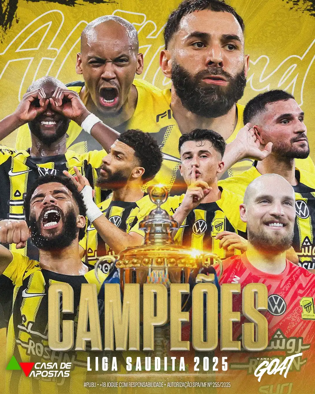 Image from Canal GOAT: É CAMPEÃO! 🏆🇸🇦 O Al Ittihad levanta a taça da Saudi Pro League 202...