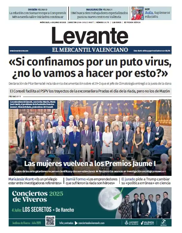 Image from Levante_EMV: 👋🏻 Hola, buenos días. 📰 Esta es nuestra portada de hoy, 4 de junio,...