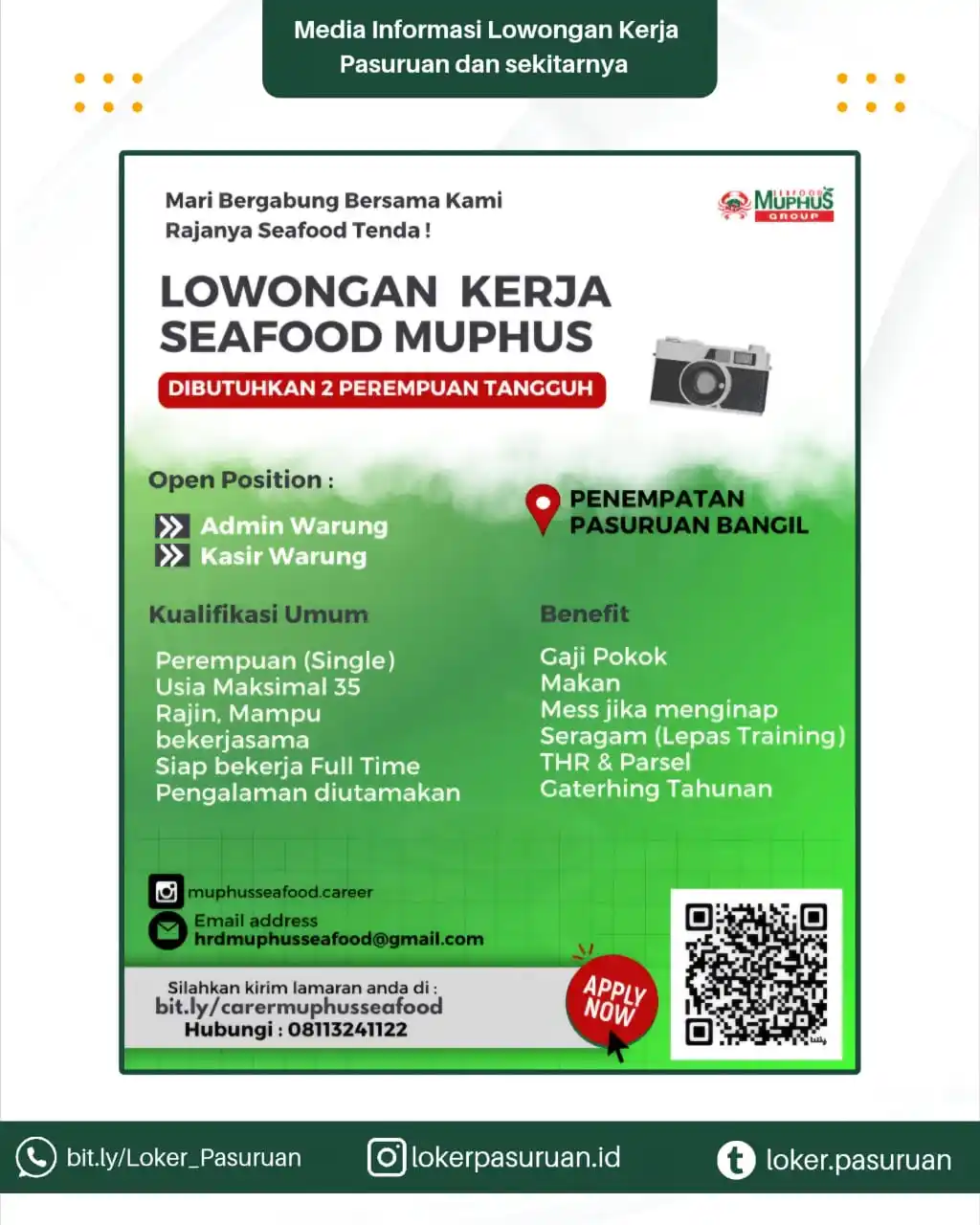 Image from Loker Pasuruan: 👩🍳 Kamu perempuan single, rajin, dan siap kerja full time? Yuk gabu...