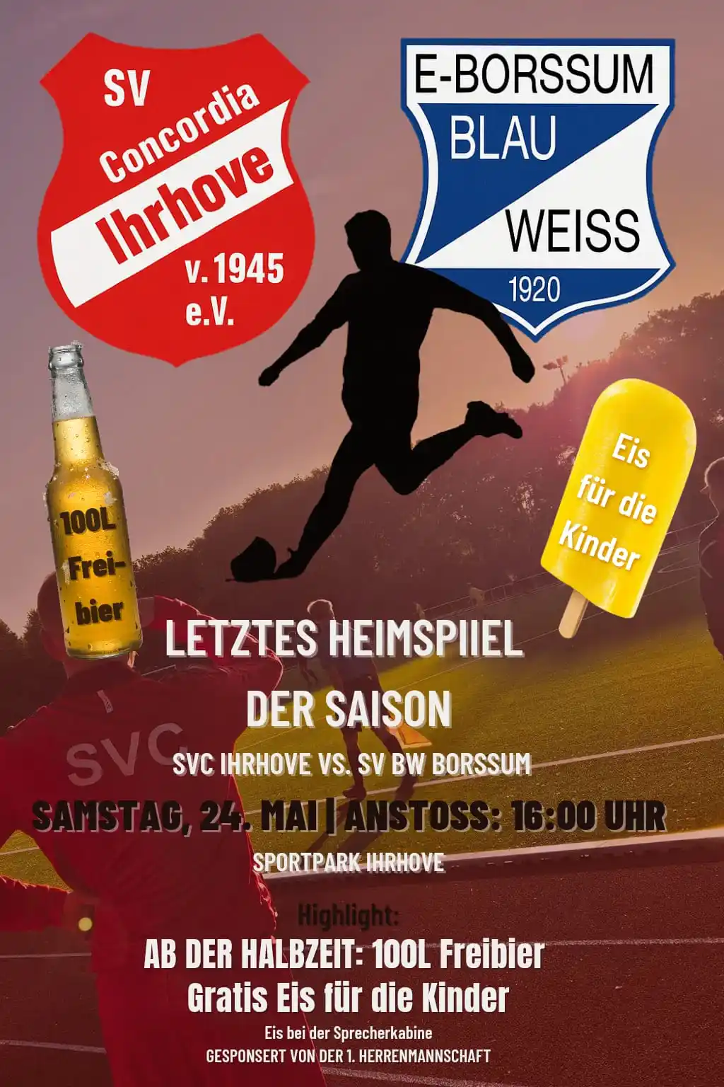 Image from SV Concordia Ihrhove 1945 e.V.: Letztes Heimspiel der Saison – *WIR BRAUCHEN EUCH!* Gemeinsam in Rot f...