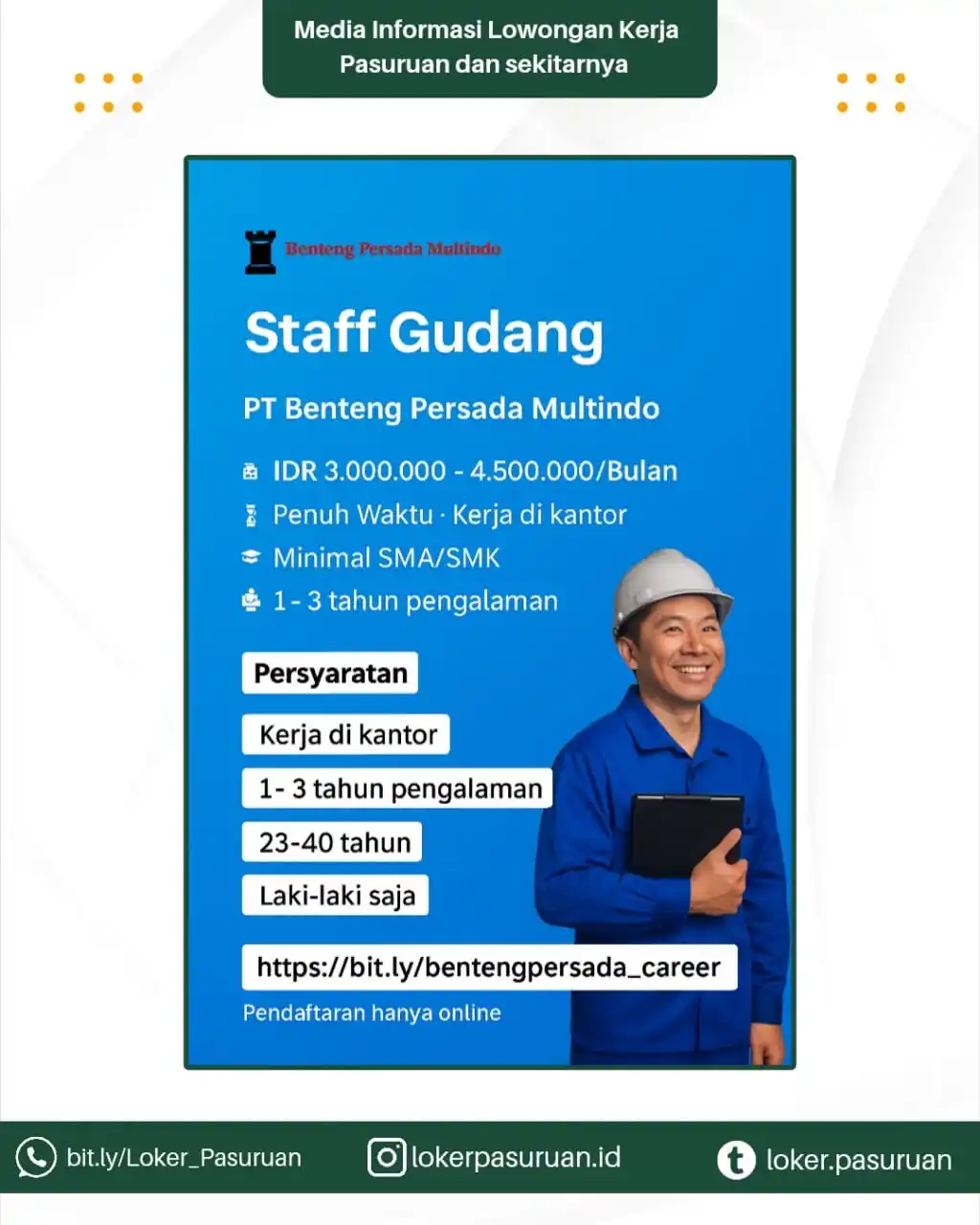 Image from Loker Pasuruan: 📦 LOWONGAN KERJA TERBARU! PT Benteng Persada Multindo lagi cari Staff...