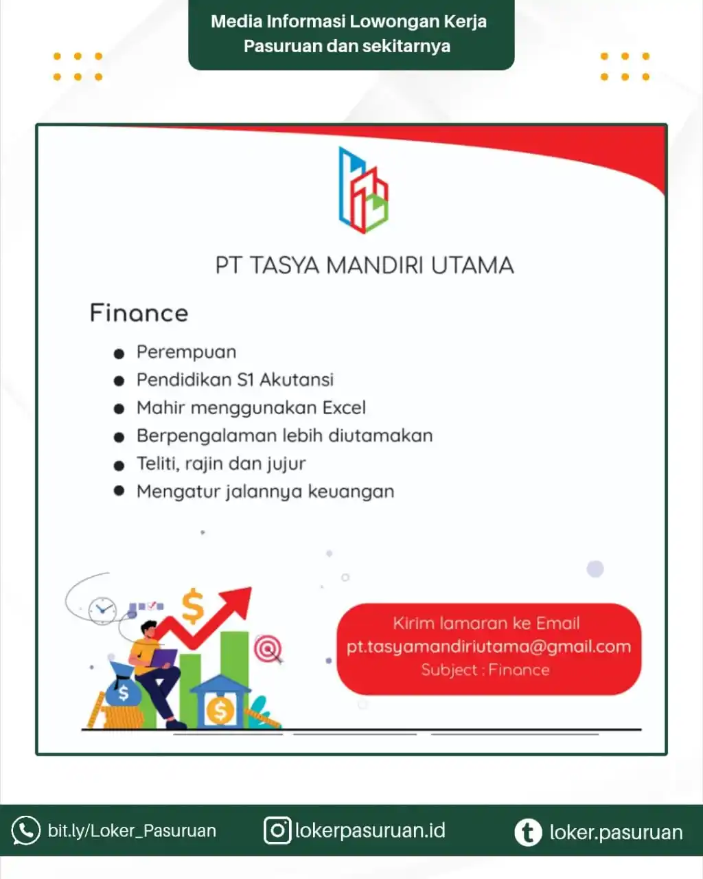 Image from Loker Pasuruan: 📢 LOWONGAN PEKERJAAN – POSISI FINANCE PT Tasya Mandiri Utama membuka...