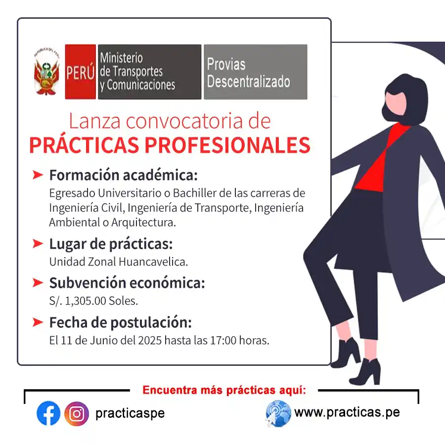 Image from Convocatorias Ing. Ambiental: Empleos - Prácticas - Capacitaciones: 🎯 Prácticas en PROVIAS DESCENTRALIZADO - Huancavelica Más informació...