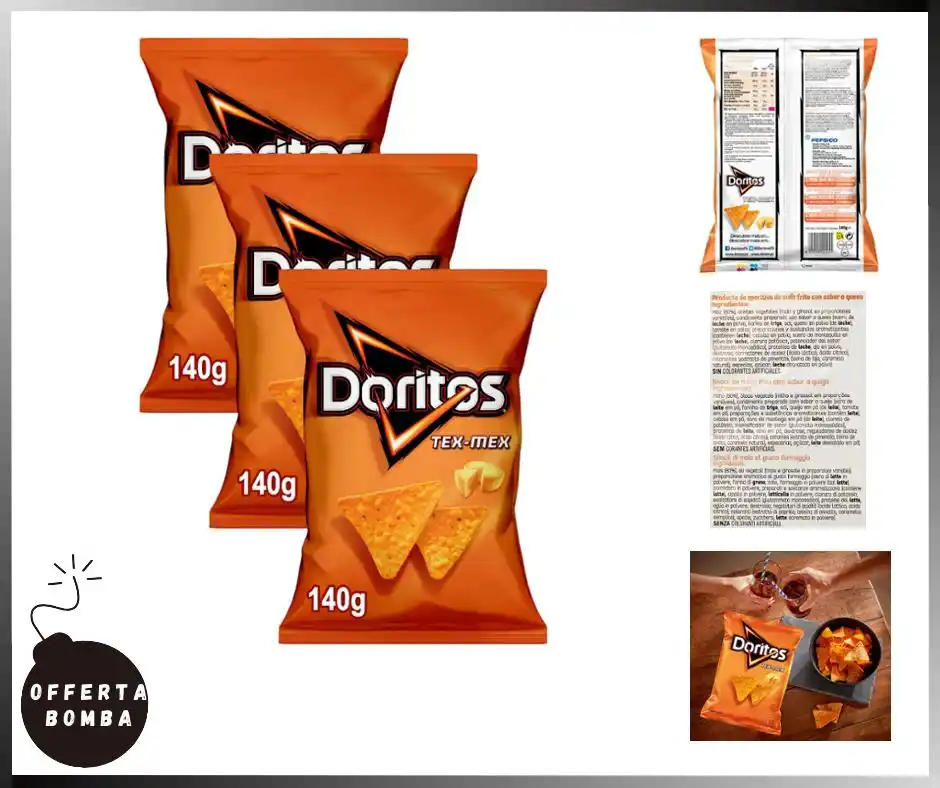 Image from Le Offerte di Joy: ‼️ 𝗣𝗥𝗘𝗭𝗭𝗢 𝗕𝗢𝗠𝗕𝗔‼️ 🟢 *Doritos Tex Mex, Snack di Mais al Gu...
