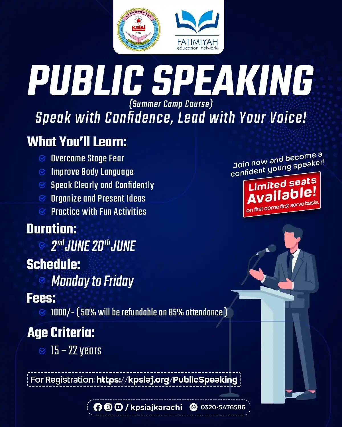 Image from KPSIAJ Updates & News: 🎤 *Public Speaking Summer Camp Course* _Speak with Confidence, Lead w...