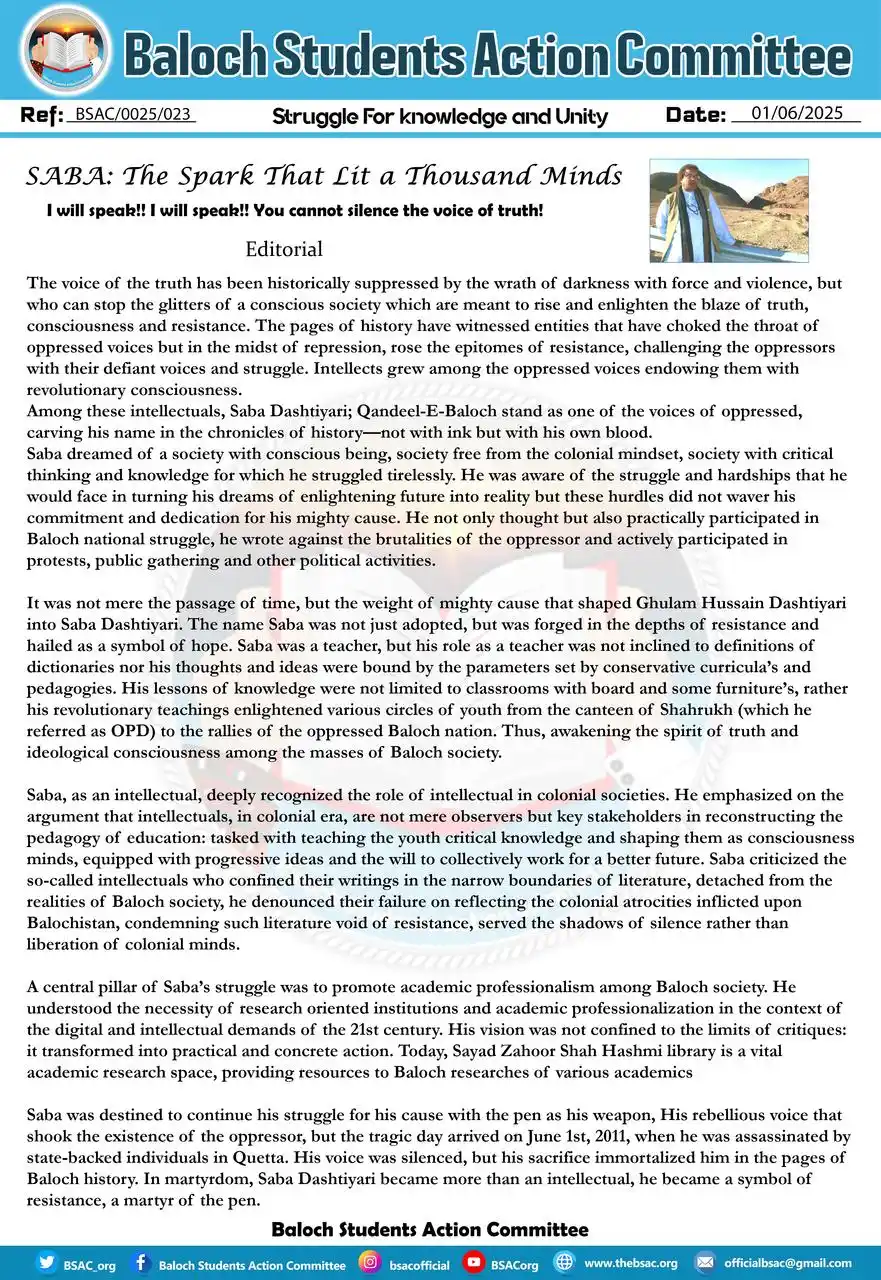 Image from BSAC Official : SABA: The Spark That Lit a Thousand Minds “I will speak!! I will speak...