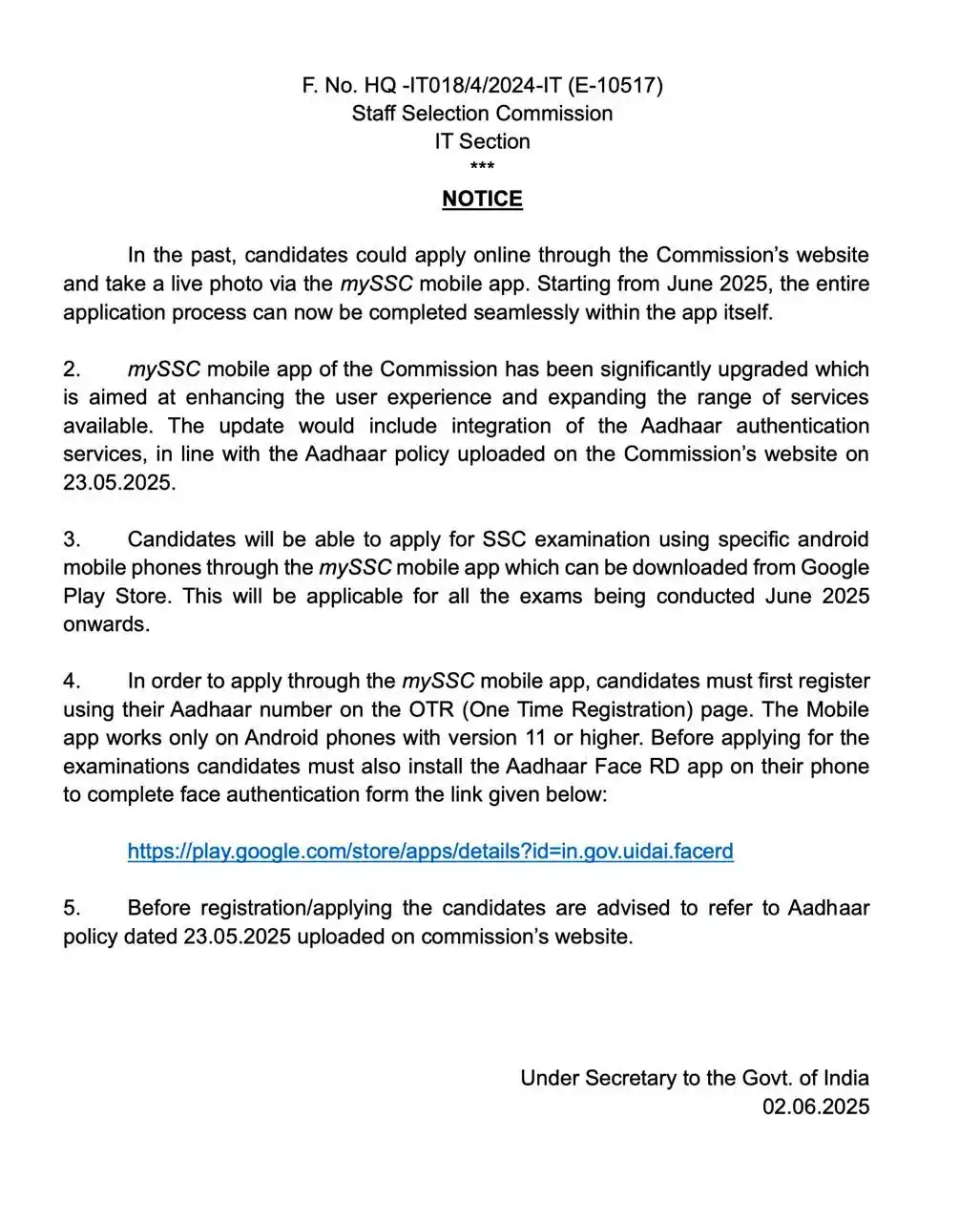 Image from Sarkari Jobs Update Daily Current Affairs SVStudyAlert.com (Jobs And Education Update): SSC launches upgraded mySSC mobile app for Aadhaar-based exam registra...