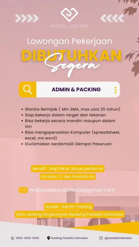 Image from Loker Pasuruan: 📣 WE ARE HIRING! ✨ Kesempatan kerja untuk kamu yang teliti, cekatan, ...
