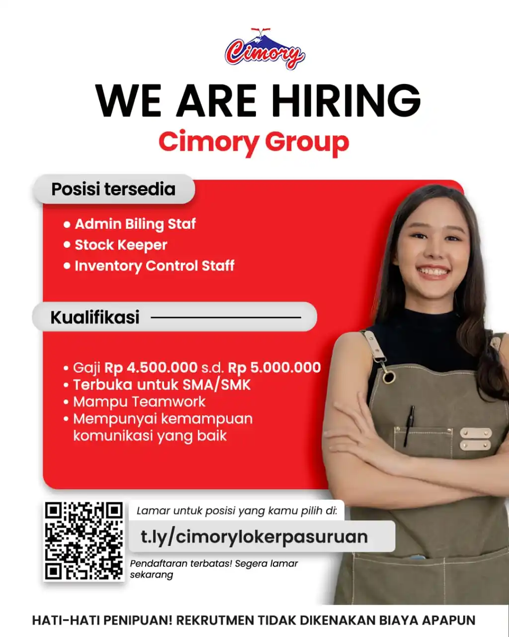 Image from Loker Pasuruan: 🚨 WE'RE HIRING! 🚨 Cimory Group lagi buka lowongan kerja nih! 🌟 Buat...
