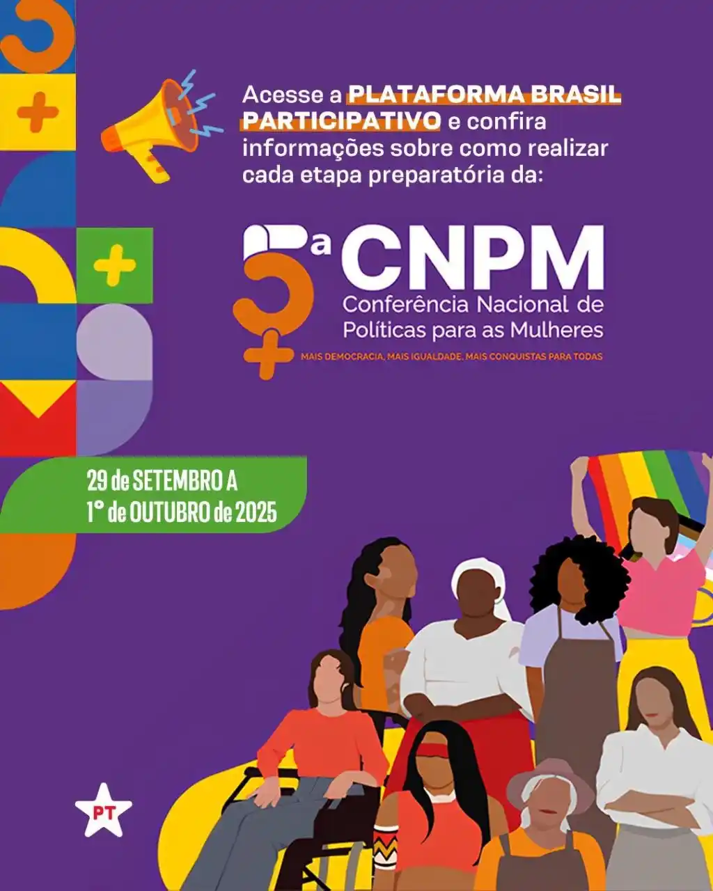 Image from Militância & Redes: 👊🏽*5ª Conferência Nacional de Políticas para as Mulheres* 📣 Já est...