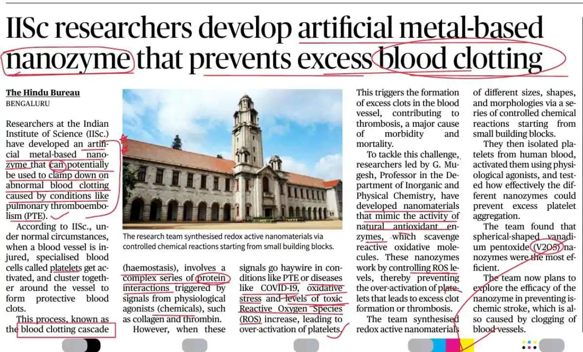 Image from UPSC Science Technology UPSC UPSC UPSC UPSC Upsc Upsc Upsc Upsc UPSC BPSC MPPSC UPPSC CAPF CDS NDA™: Artificial metal based nanozyme 🔆 Key Takeaways: IISc Develops Arti...
