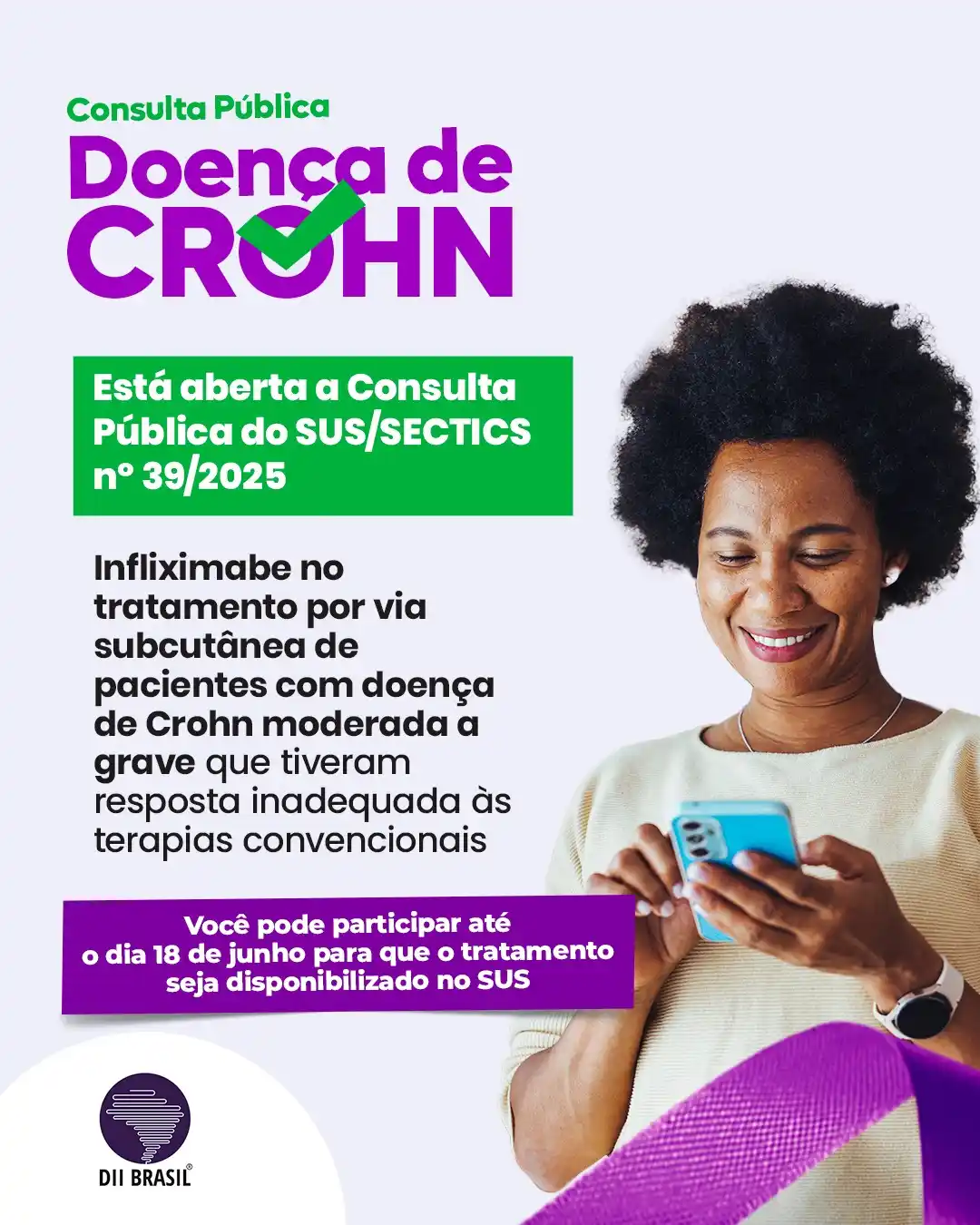 Image from DII BRASIL - Crohn e Retocolite: Boa noite, comunidade DII Brasil!!! Estamos passando aqui para lembra...