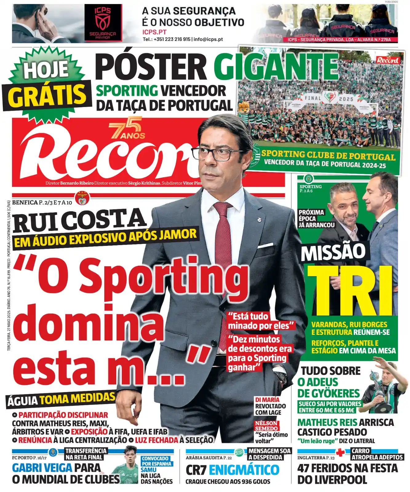 Image from Record_Sporting: 🗞️ Bom dia! Para ler no Record e seguir tudo no Record Online: *Póst...