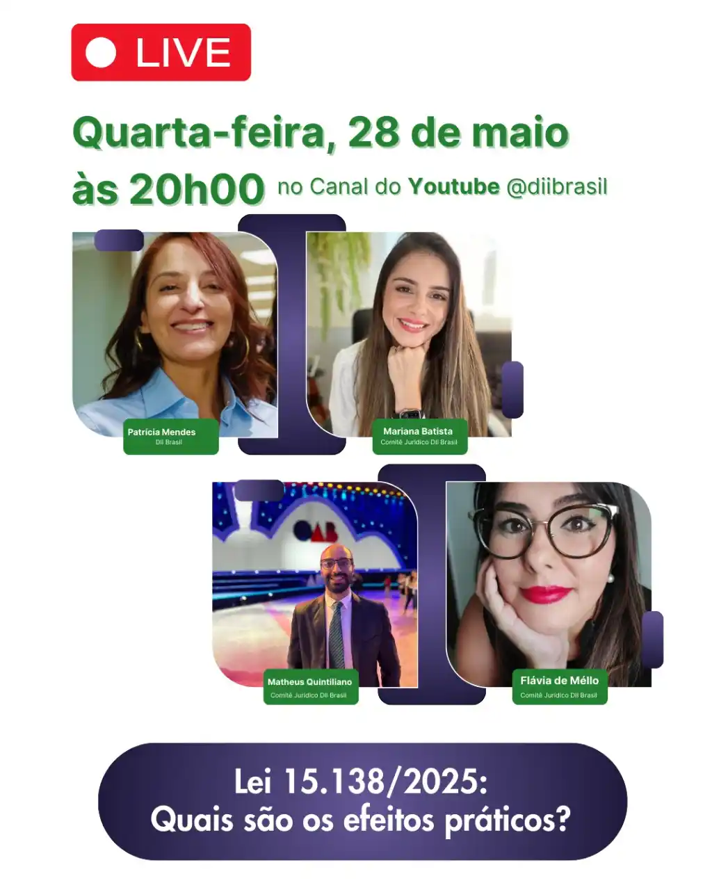 Image from DII BRASIL - Crohn e Retocolite: 🔴 DEBATE - Lei 15.138/2025: Quais são os efeitos práticos? *Afinal, ...