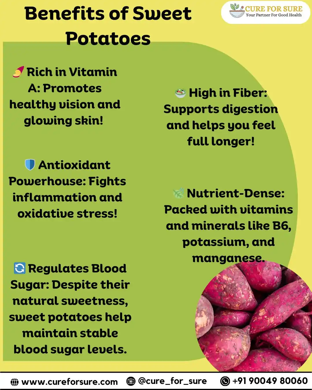 Image from Cure For Sure: Did You Know? 🍠💡 One baked sweet potato gives you 400% of your daily...