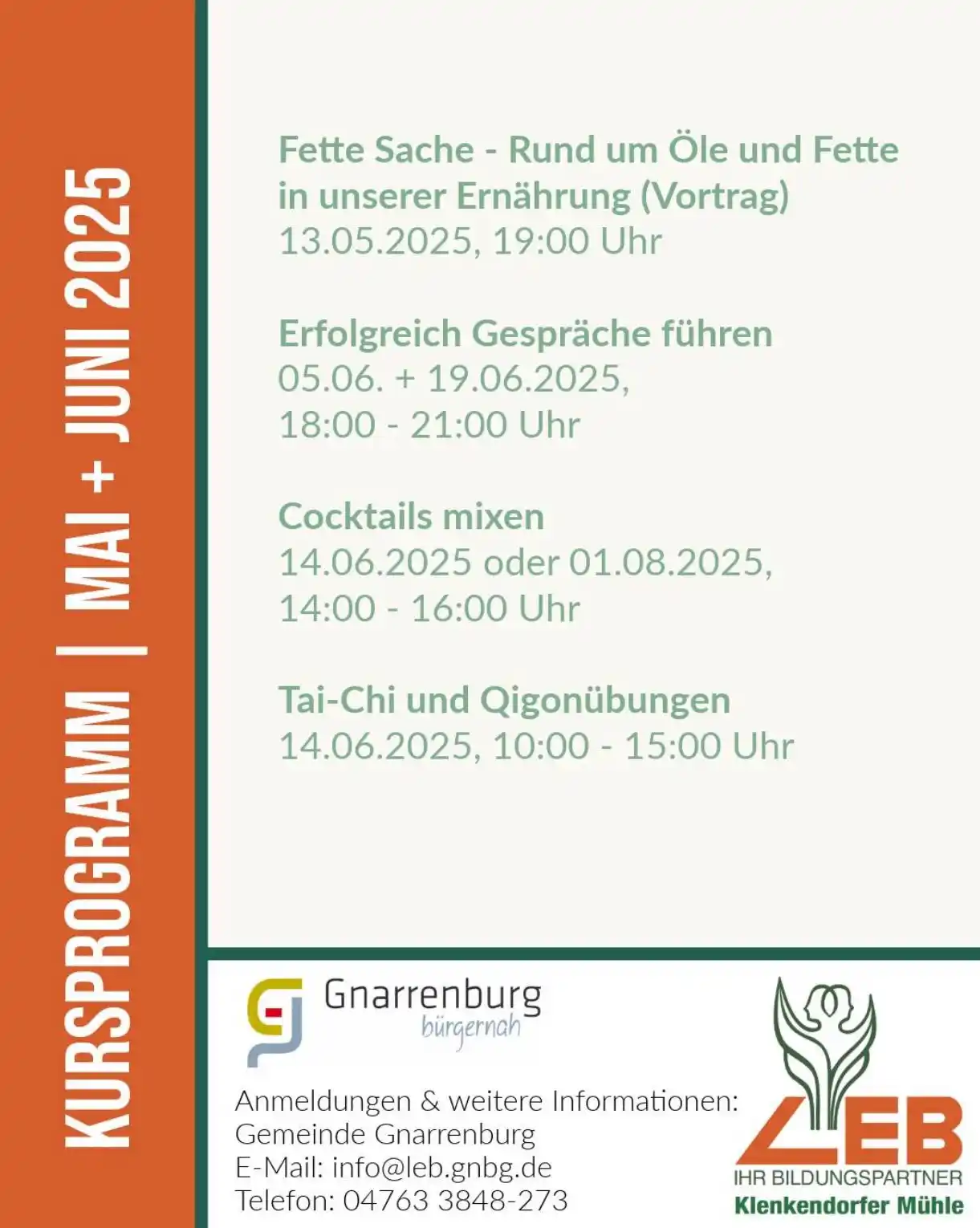 Image from Gemeinde Gnarrenburg: 📆 Die aktuellen Termine für Mai und Juni der LEB Klenkendorfer Mühle ...