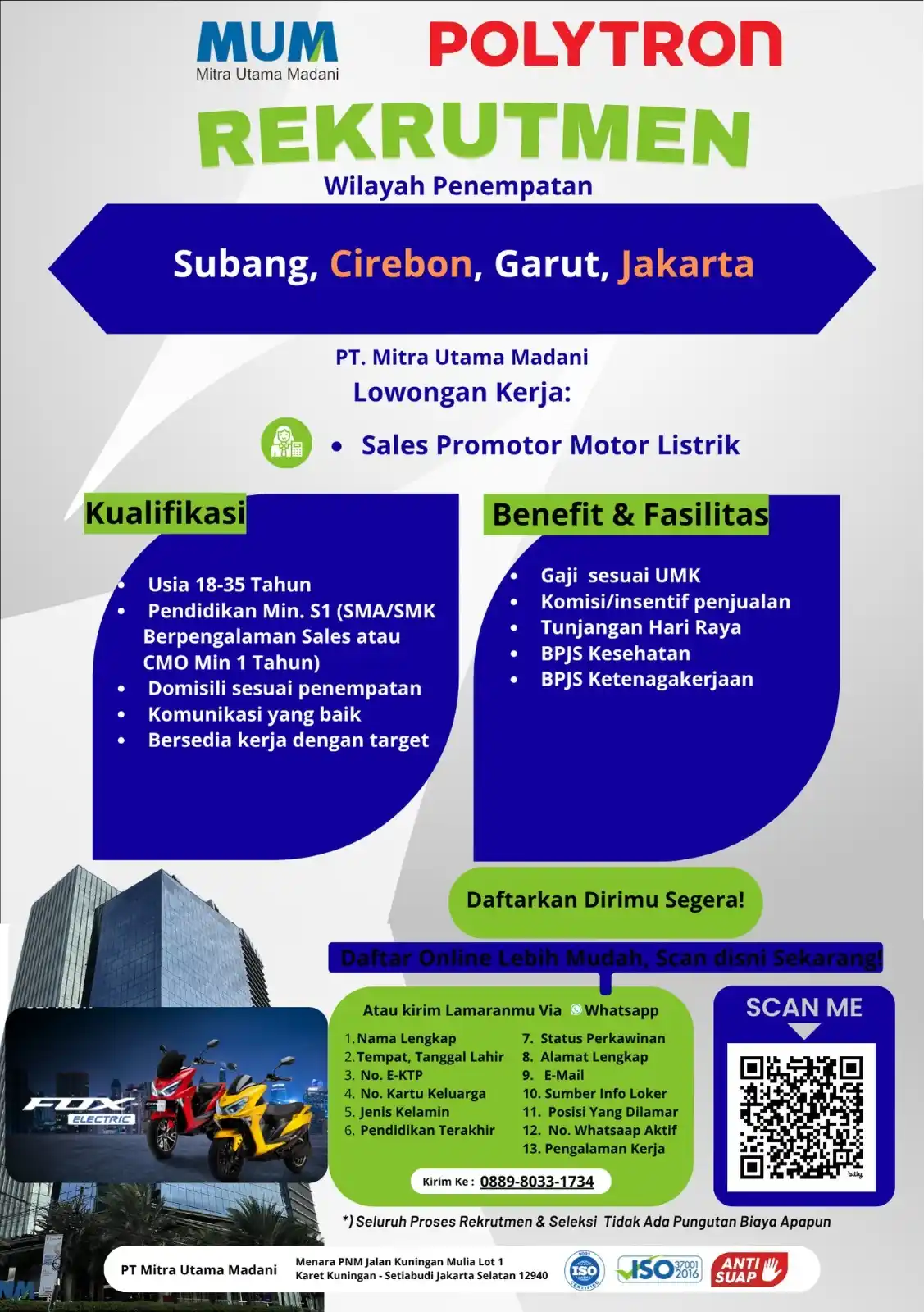 Image from LOKER SUBANG ID: *INFO LOWONGAN KERJA (URGENT!!)* PT Mitra Utama Madani telah terserti...