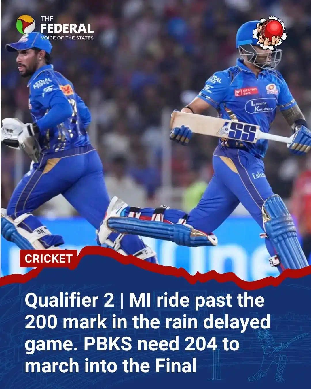 Image from The Federal: IPL 2025 | Qualifier2: Rain paused the drama, but Suryakumar Yadav and...