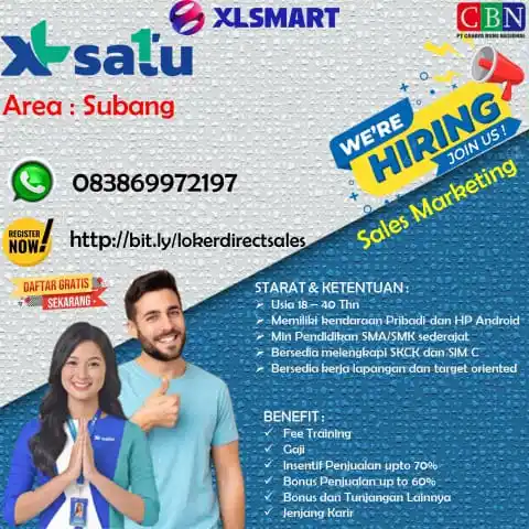 Image from LOKER SUBANG ID: Lowongan Kerja Direct Sales XL Satu Area Subang dan Sekitarnya XL Sat...