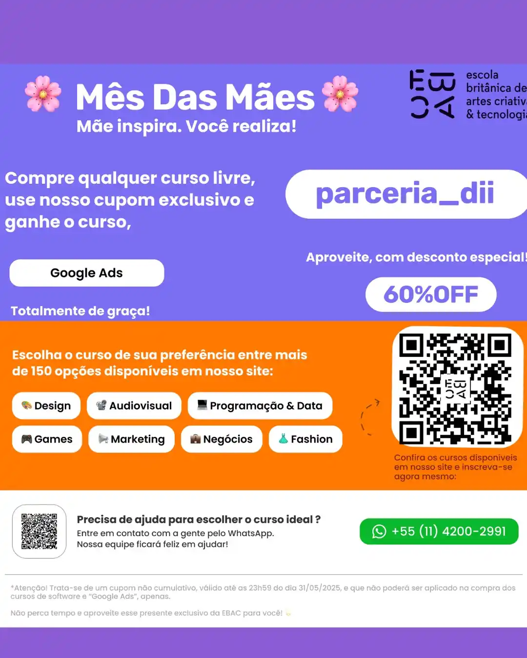 Image from DII BRASIL - Crohn e Retocolite: *📢Promoção Especial de Maio - Parceria DII Brasil e EBAC!* Aproveit...