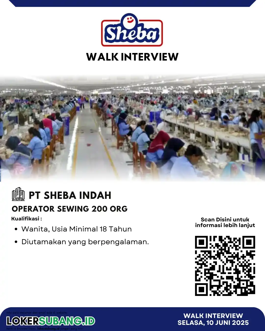 Image from LOKER SUBANG ID: Sok Tah Sob, PT Sheba Indah Butuh 200 Operator Sewing – Kesempatan Ema...