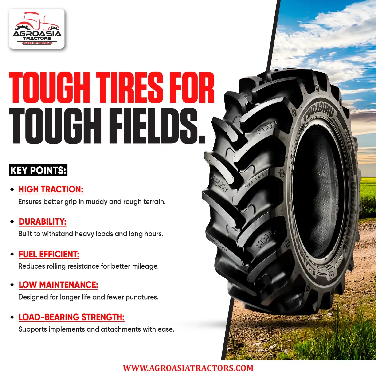 Image from AgroAsia Tractors: When the field gets tough, your tires shouldn't quit. 💪 Our tractor t...