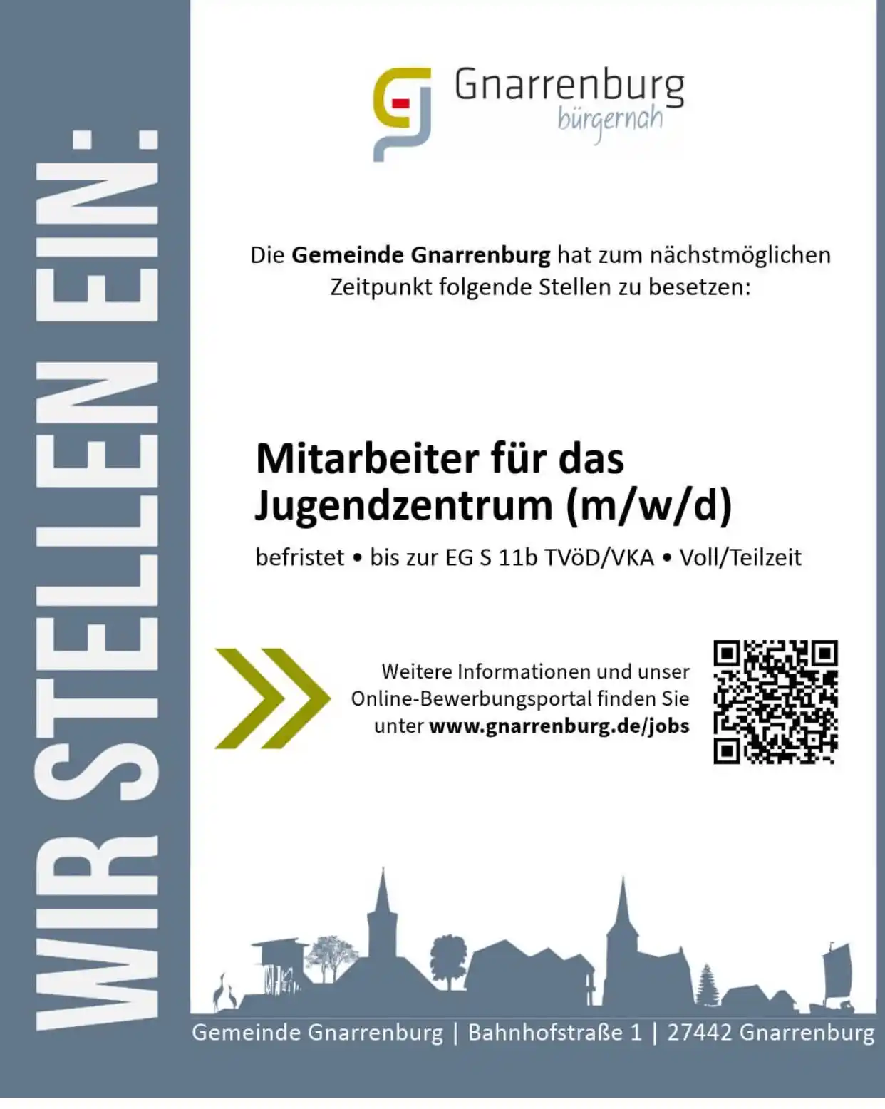 Image from Gemeinde Gnarrenburg: 🔎 Wir suchen dich! als Mitarbeiter für das Jugendzentrum (m/w/d) ✔D...