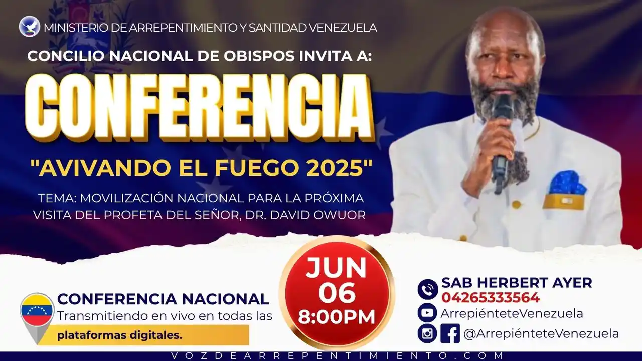 Image from ARREPIÉNTETE VENEZUELA 🇻🇪 CANAL OFICIAL: CONCILIO NACIONAL DE OBISPOS DEL MINISTERIO DE ARREPENTIMIENTO Y SANTI...