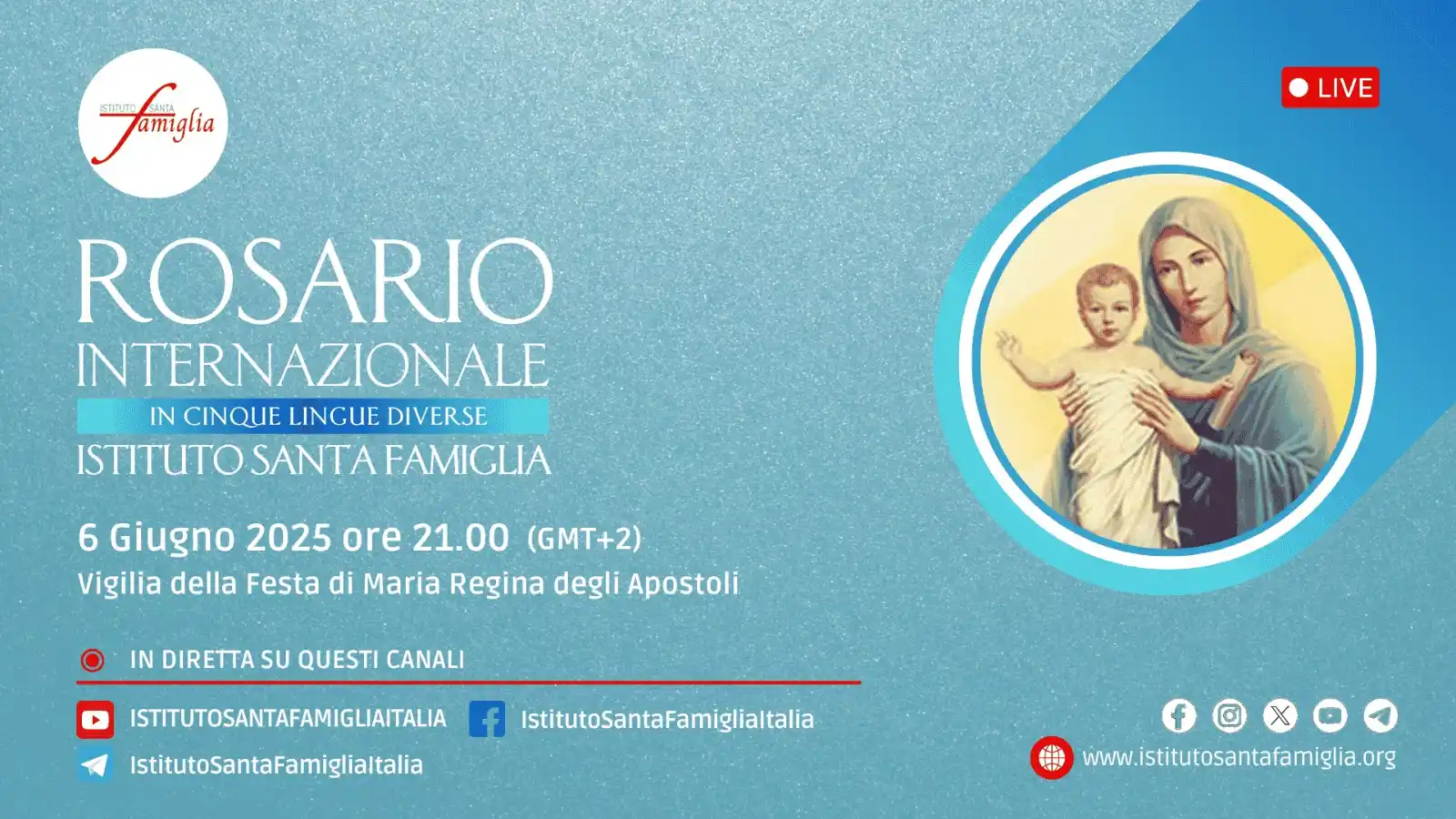 Image from Istituto Santa Famiglia Italia: L'Istituto Santa Famiglia vi invita con gioia al prossimo *Rosario Int...