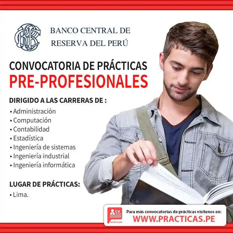 Image from Convocatorias Computación (Ciencias y/o Técnicos): Empleos - Prácticas - Capacitaciones: Realiza tus Prácticas en BANCO CENTRAL DE RESERVA(BCRP) 👉Más informac...