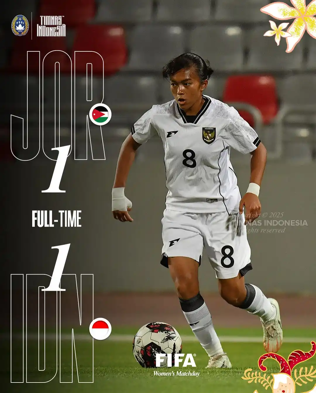 Image from TIMNAS Story x TAYSENTOTO: Skor berakhir imbang. Gol Garuda Pertiwi dicetak oleh Remini Rumbewas ...