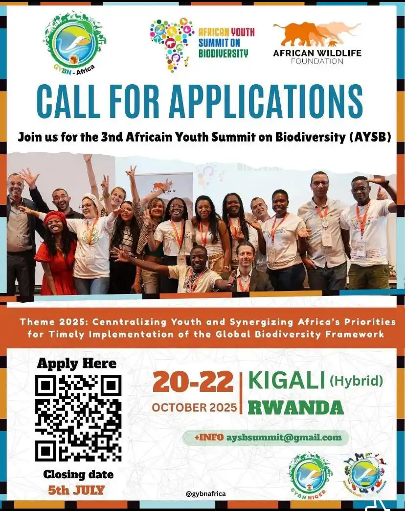 Image from Africa Jobs Gate: Applications are now OPEN for the African Youth Summit on Biodiversity...