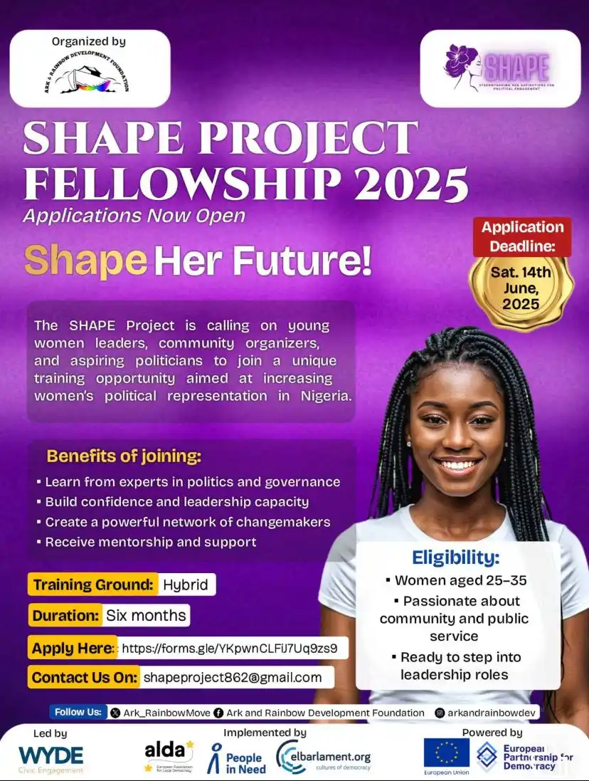 Image from Africa Jobs Gate: 📢 CALL FOR APPLICATIONS: SHAPE FELLOWSHIP 2025! Strengthening Her Asp...