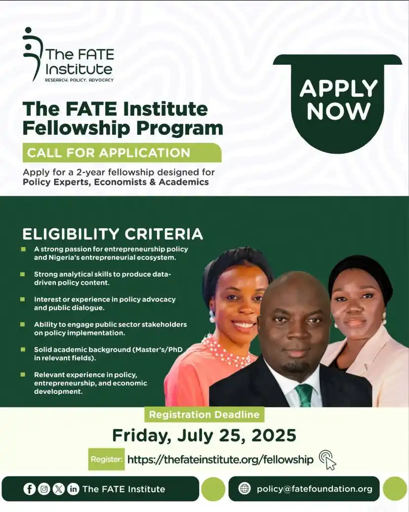 Image from Africa Jobs Gate: Cohort 3 of The FATE Institute Fellowship Program is STILL accepting a...