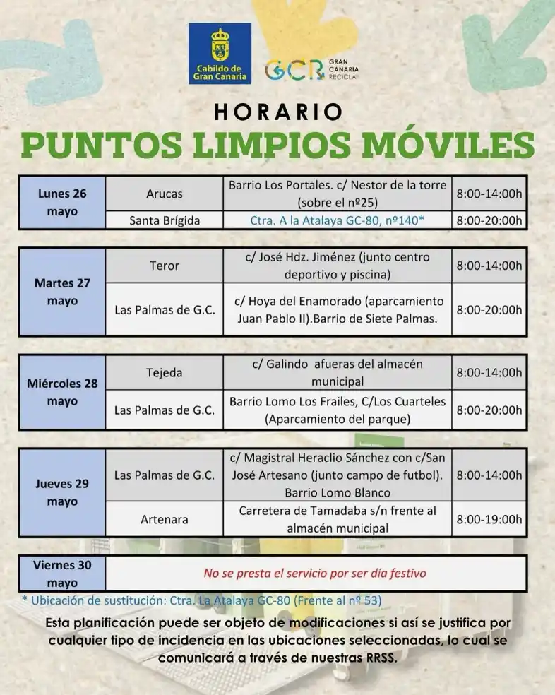 Image from OIAC Información: ♻️ Compartimos los horarios y ubicaciones de los <a class="text-blue-5...