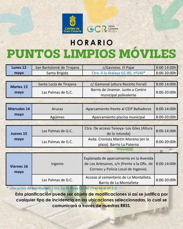 Image from OIAC Información: ♻️ Compartimos los horarios y ubicaciones de los <a class="text-blue-5...