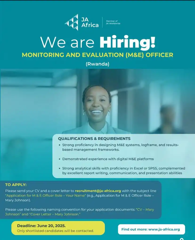 Image from Africa Jobs Gate: JA Africa is looking for a Monitoring and Evaluation (M&E) Officer – R...