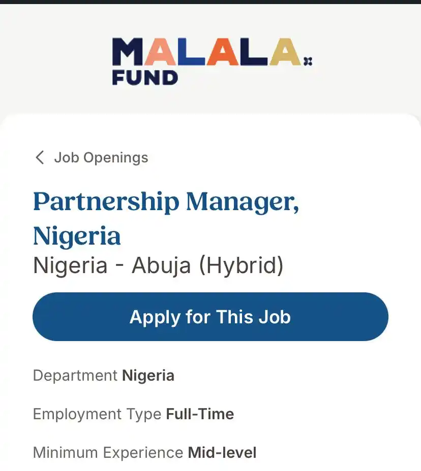 Image from Africa Jobs Gate: 📣 Malala Fund are hiring in Nigeria : Follow the Africa Jobs Gate...