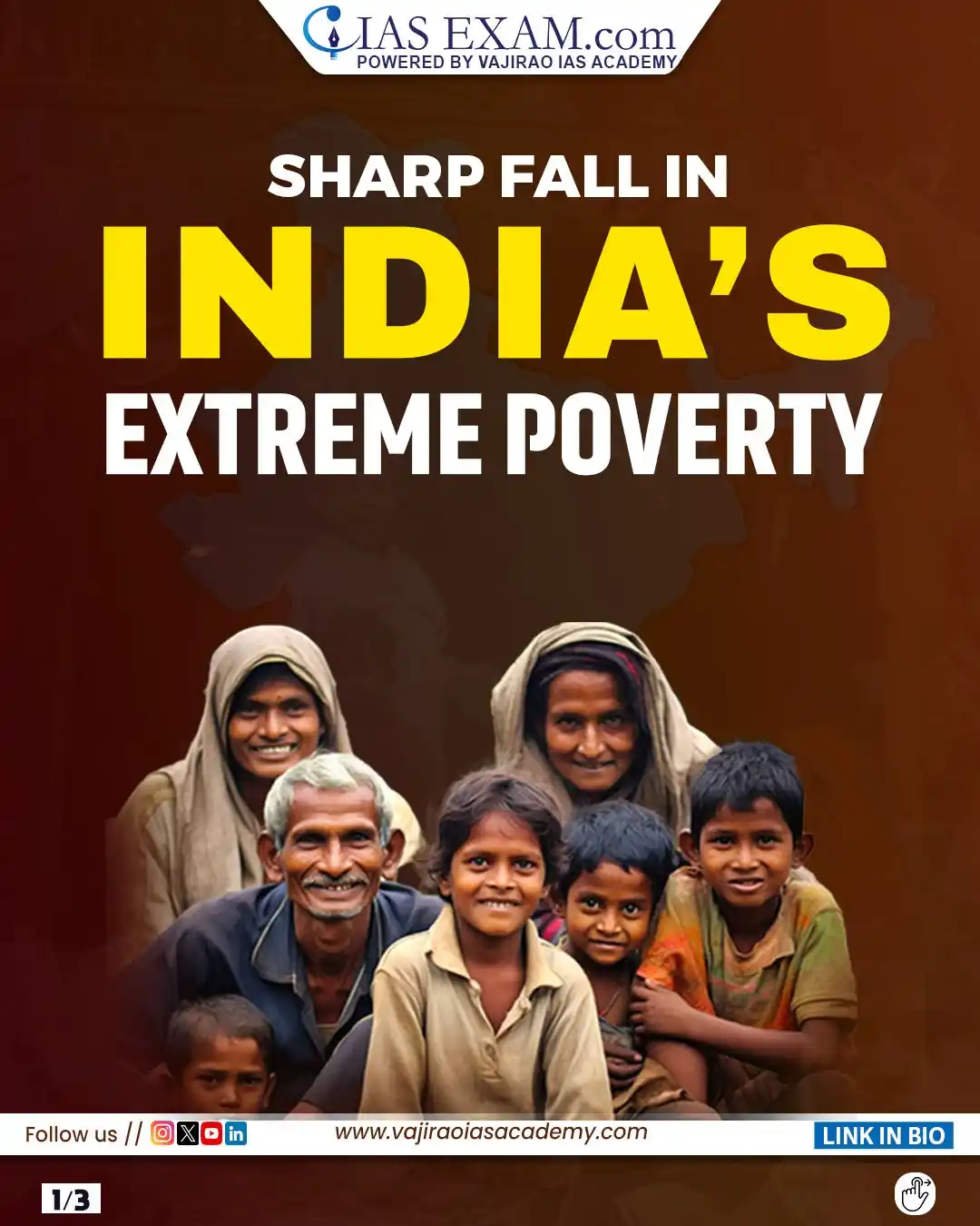 Image from UPSC Current Affairs Updates, Daily Quiz, IAS/UPSC Editorials: 𝗥𝗲𝗮𝗱 𝗺𝗼𝗿𝗲: https://www.iasexam.com/sharp-fall-in-indias-extrem...