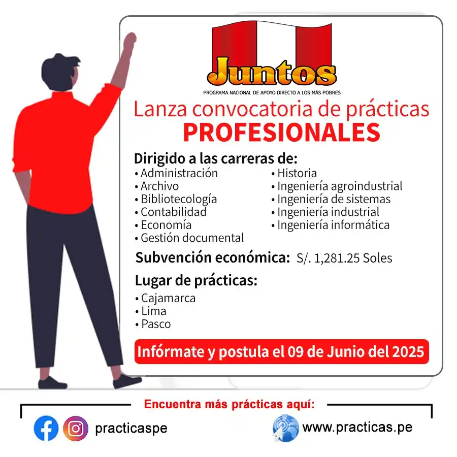 Image from Convocatorias Economía: Realiza tus Prácticas en PROGRAMA JUNTOS 👉Más información en↷ https:...