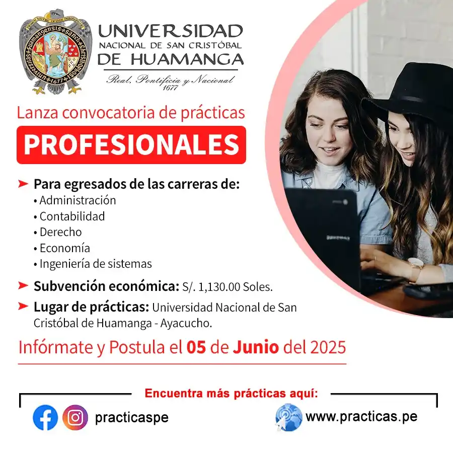 Image from Convocatorias Economía: Realiza tus Prácticas en UNIVERSIDAD NACIONAL SAN CRISTOBAL(UNSCH) 👉M...