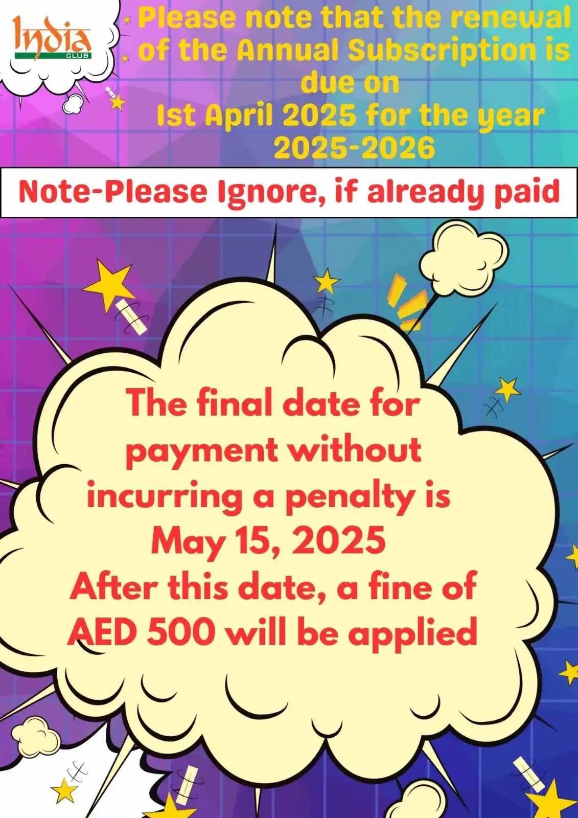 India Club Dubai post