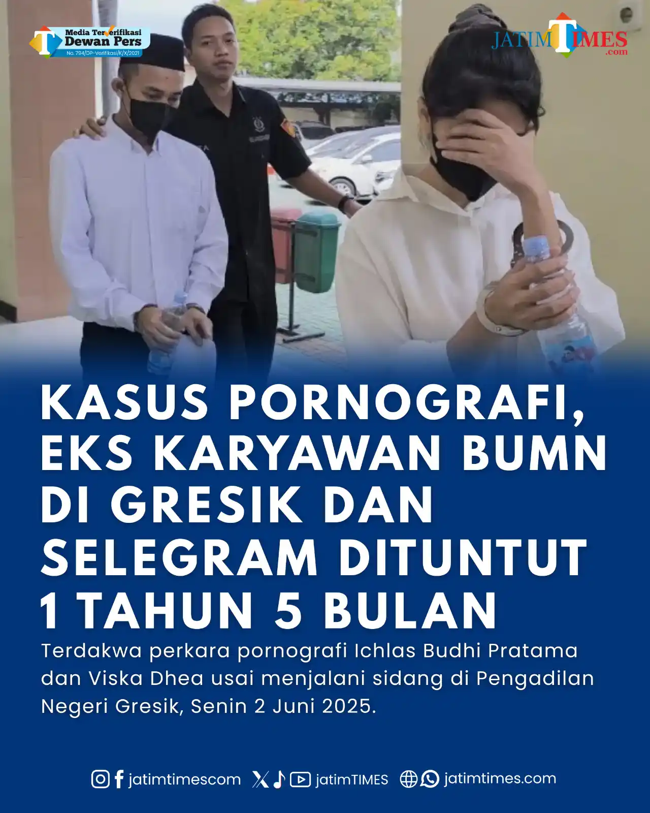 Image from Jatimtimes.com: Sidang perkara pornografi dengan terdakwa Ichlas Budhi Pratama dan Vis...