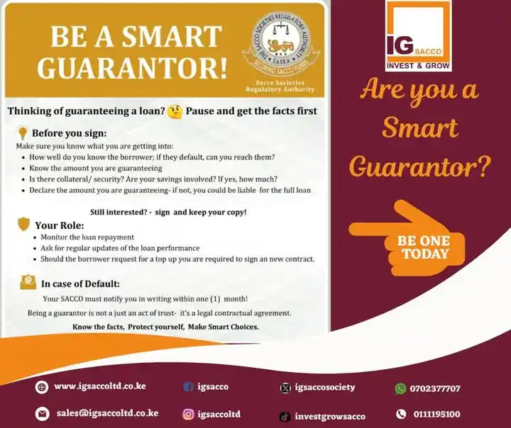 Image from IG Sacco: Think twice before becoming a guarantor — it’s more than a signature; ...