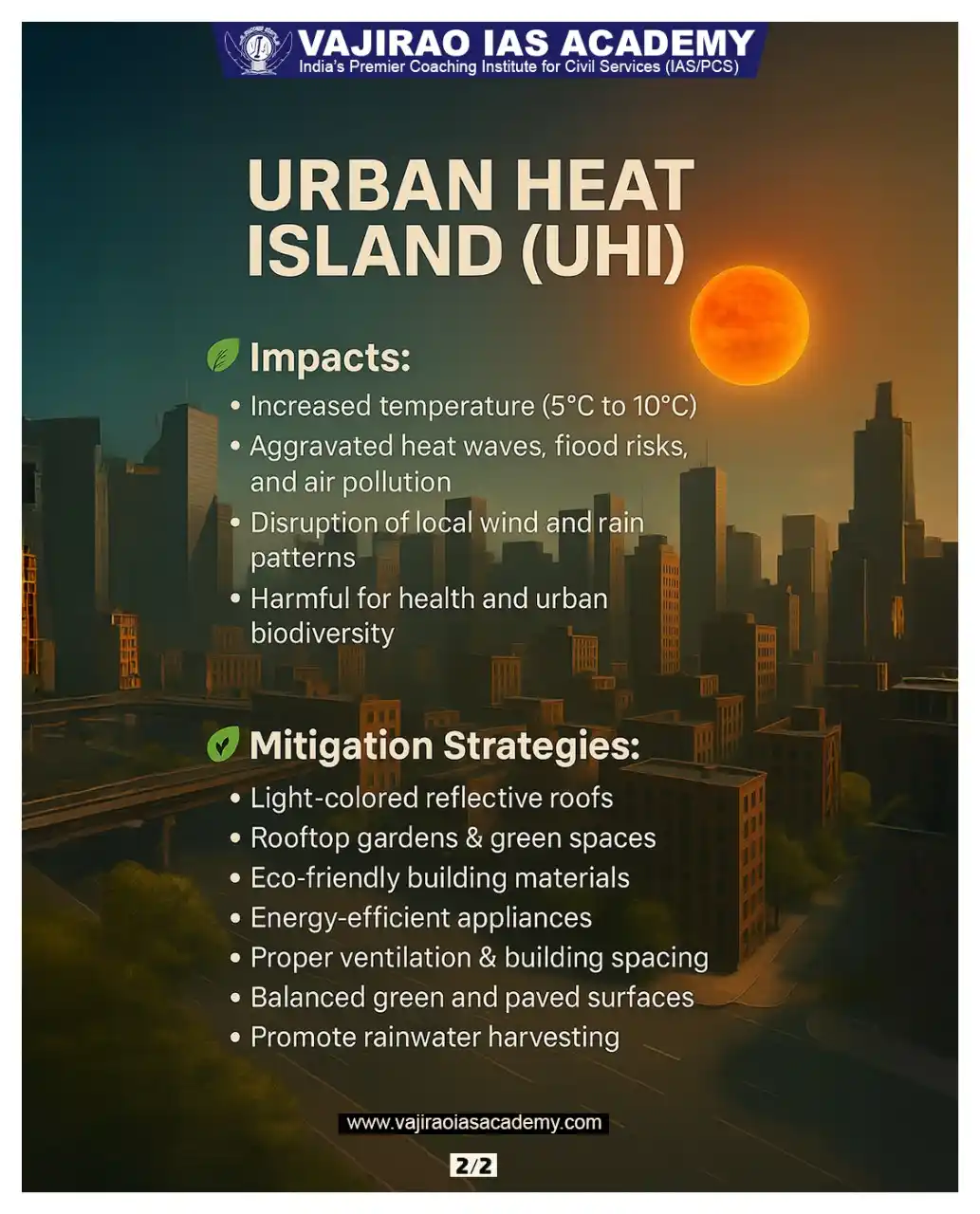Image from UPSC Current Affairs Updates, Daily Quiz, IAS/UPSC Editorials: 🌆 Urban Heat Island (UHI) Explained! Urban areas are heating up faste...