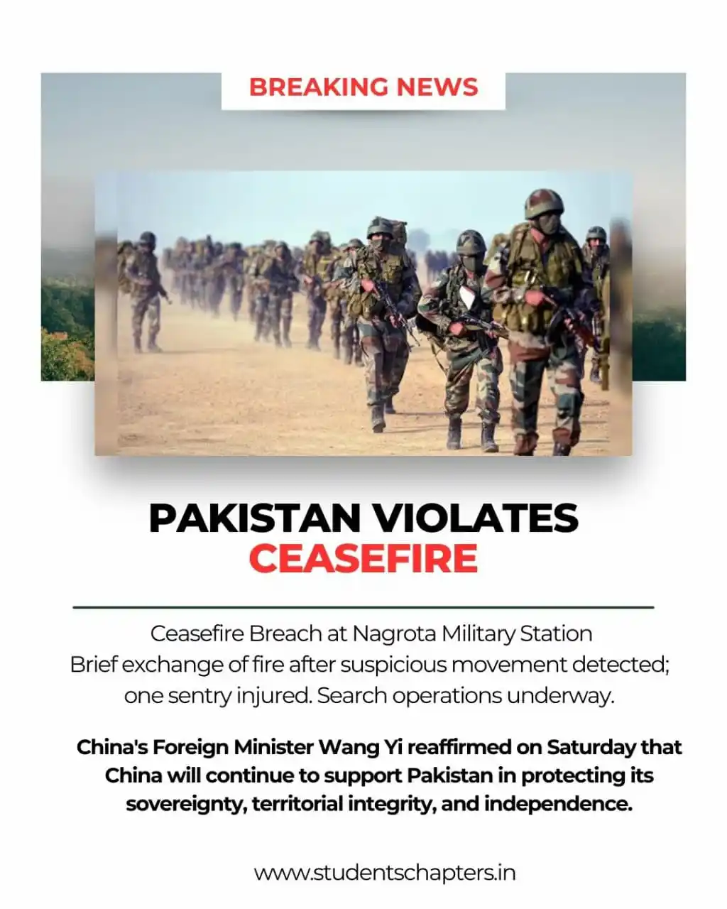Image from The Student Chapters: As Expected! It's official now 🚨 ⚠️ Ceasefire Breach at Nagrota Milit...