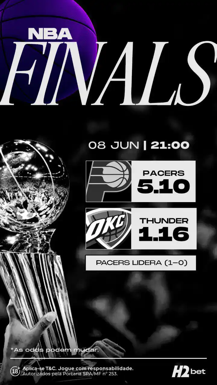 Image from H2bet: *DIA DE JOGO 2!* 🏀 Será que o Pacers abre vantagem ou o OKC vai emp...
