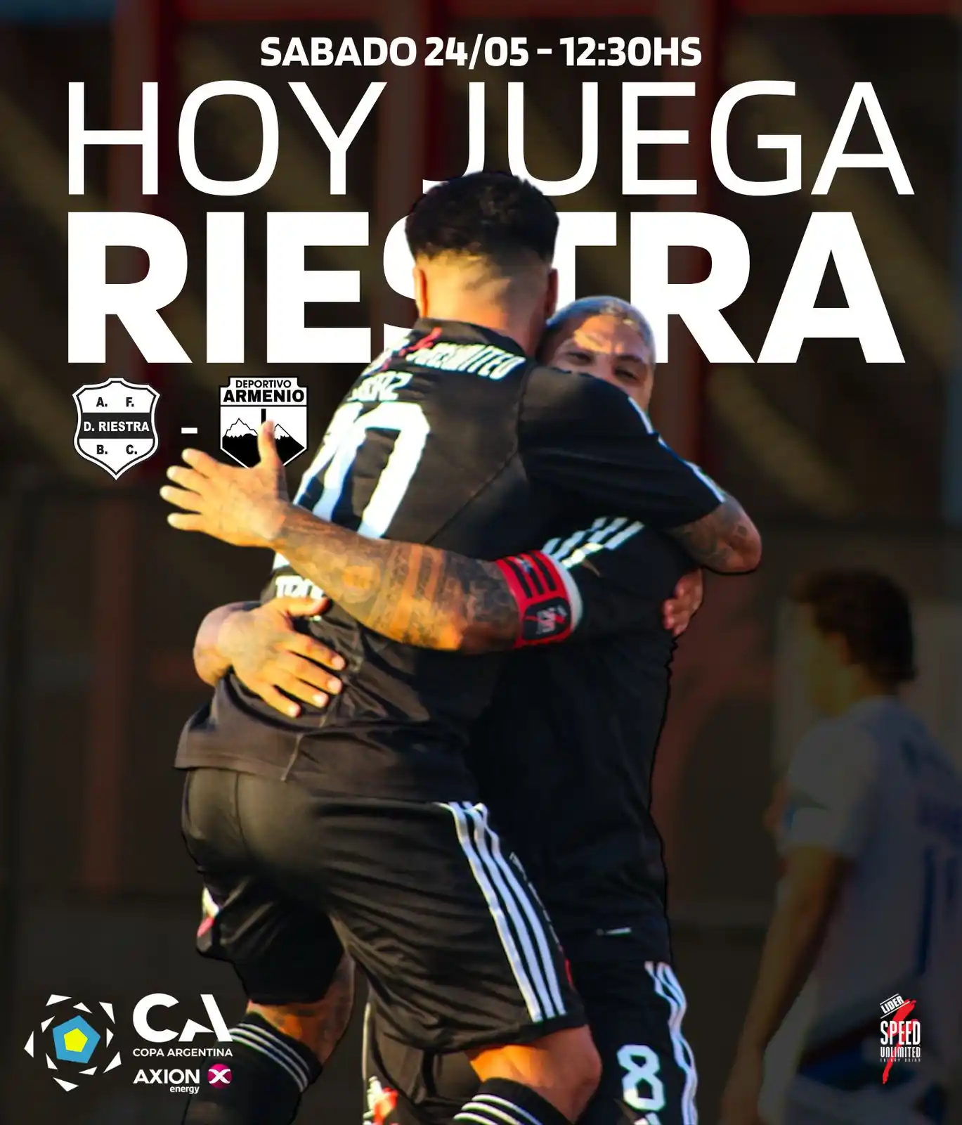 Image from Deportivo Riestra: ¡HOY JUEGA RIESTRA! 🖤🤍🖤 🆚 Deportivo Armenio ⏰ 12:30 hs 🏟️ Estadi...
