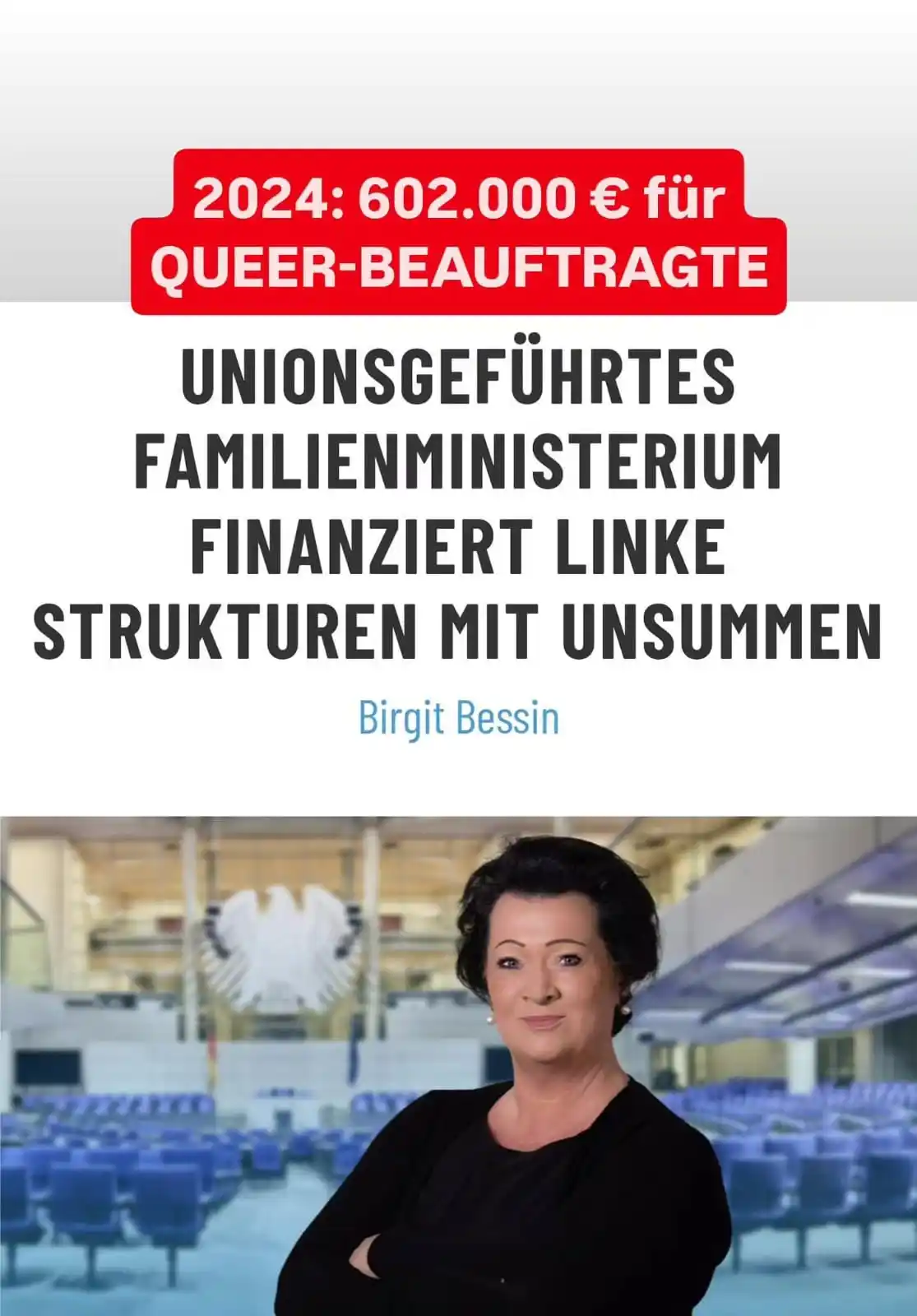 Image from Birgit BESSIN - AfD: Laut Berechnungen des Nachrichtenportals „NIUS“ gab das Bundesfamilien...